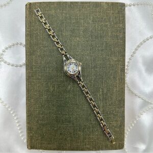 Two-Tone Round Dial Watch with Mother of Pearl Dial